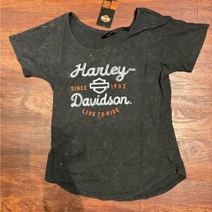 Harley-Davidson Black and Orange Logo Tee